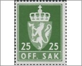 Used Stamp Norway 1975 NKT121(SCNO O98) OFF. SAK II 25 Norwegian øre Dark yellow green**STOCK IMAGE**