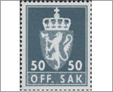 Used Stamp Norway 1976 NKT123(SCNO O100) OFF. SAK II 50 Norwegian øre Dark green grey**STOCK IMAGE**