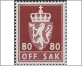 Used Stamp Norway 1976 NKT126(SCNO O103) OFF. SAK II 80 Norwegian øre Bright red brown**STOCK IMAGE**