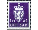 Used Stamp Norway 1980 NKT127(SCNO O104) OFF. SAK II 1 kr - Norwegian krone Blue violet**STOCK IMAGE**