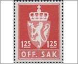 Used Stamp Norway 1977 NKT129b Off. Sak II 1.25 kr - Norwegian krone Red**STOCK IMAGE**