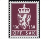 Used Stamp Norway 1981 NKT130(SCNO O107) OFF. SAK II 1.3 kr - Norwegian krone Dark reddish lilac**STOCK IMAGE**