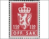 Used Stamp Norway 1981 NKT131(SCNO O108) OFF. SAK II 1.5 kr - Norwegian krone Carmine red**STOCK IMAGE**