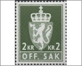 Used Stamp Norway 1975 NKT133x(SCNO O110) OFF. SAK II 2 kr - Norwegian krone Dark olive green**STOCK IMAGE**