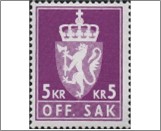 Used Stamp Norway 1975 NKT136(SCNO O113) OFF. SAK II 5 kr - Norwegian krone Bright violet**STOCK IMAGE**