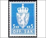 Used Stamp Norway 1976 NKT137(SCNO O114) OFF. SAK II 5 kr - Norwegian krone Medium blue**STOCK IMAGE**