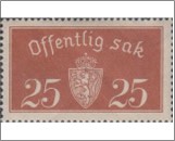 Used Stamp Norway 1933 NKT15(SCNO O15) Offentlig Sak 25 Norwegian øre Yellow brown**STOCK IMAGE**