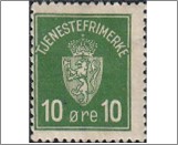 Used Stamp Norway 1926 NKT2(SCNO O2) Tjenesterfrimærke 10 Norwegian øre Green**STOCK IMAGE**
