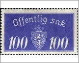 Used Stamp Norway 1933 NKT20(SCNO O21) Offentlig Sak 100 Norwegian øre Violet**STOCK IMAGE**