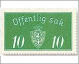 Used Stamp Norway 1934 NKT23(SCNO O12a) Offentlig Sak 10 Norwegian øre Green**STOCK IMAGE**