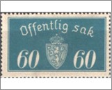 Used Stamp Norway 1935 NKT28(SCNO O19a) Offentlig Sak 60 Norwegian øre Green blue**STOCK IMAGE**