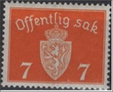 Used Stamp Norway 1937 NKT30(SCNO O23) Offentlig Sak 7 Norwegian øre Yellow orange**STOCK IMAGE**