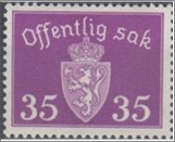 Used Stamp Norway 1938 NKT36(SCNO O29) Offentlig Sak 35 Norwegian øre Violet**STOCK IMAGE**
