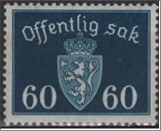 Used Stamp Norway 1938 NKT38(SCNO O31) Offentlig Sak 60 Norwegian øre Dark green blue**STOCK IMAGE**