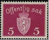 Used Stamp Norway 1941 NKT40(SCNO O33) Offentlig Sak- No watermark 5 Norwegian øre Lilac**STOCK IMAGE**