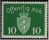 Used Stamp Norway 1941 NKT42(SCNO O35) Offentlig Sak- No watermark 10 Norwegian øre Green**STOCK IMAGE**