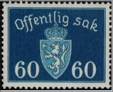 Used Stamp Norway 1941 NKT46(SCNO O42) Offentlig Sak- No watermark 60 Norwegian øre Dark green blue**STOCK IMAGE**
