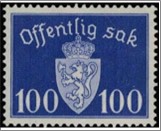 Used Stamp Norway 1942 NKT47(SCNO O43) Offentlig Sak- No watermark 100 Norwegian øre Blue violet**STOCK IMAGE**
