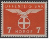 Mint Stamp Norway NKT49(SCNO O45) Bird- National party 7 Norwegian øre Orange**STOCK IMAGE**