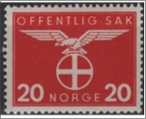 Used Stamp Norway 1942 NKT52(SCNO O48) Bird- National party 20 Norwegian øre Carmine red**STOCK IMAGE**