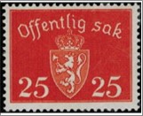 Used Stamp Norway 1946 NKT61(SCNO O38A) Offentlig Sak- No watermark 25 Norwegian øre Orange red**STOCK IMAGE**