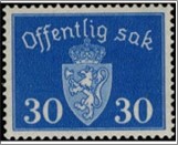 Used Stamp Norway 1945 NKT62(SCNO O39) Offentlig Sak- No watermark 30 Norwegian øre Dark ultramarine**STOCK IMAGE**