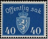 Used Stamp Norway 1946 NKT64(SCNO O41A) Offentlig Sak- No watermark 40 Norwegian øre Dark blue**STOCK IMAGE**