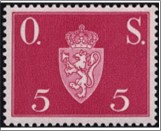 Used Stamp Norway 1951 NKT68(SCNO O58) Offentlig Sak 5 Norwegian øre Red lilac**STOCK IMAGE**