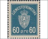 Used Stamp Norway 1926 NKT7(SCNO O7) Tjenesterfrimærke 60 Norwegian øre Green blue**STOCK IMAGE**