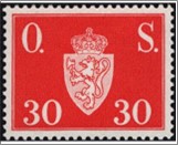 Used Stamp Norway 1951 NKT71(SCNO O61) Offentlig Sak 30 Norwegian øre Red**STOCK IMAGE**
