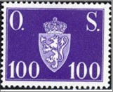 Used Stamp Norway 1952 NKT74(SCNO O64) Offentlig Sak 100 Norwegian øre Blue violet**STOCK IMAGE**