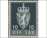 Used Stamp Norway 1955 NKT76(SCNO O66) OFF. SAK I 10 Norwegian øre Dark green blue**STOCK IMAGE**