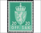 Used Stamp Norway 1957 NKT78(SCNO O68) OFF. SAK I 20 Norwegian øre Dark blue green**STOCK IMAGE**