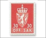 Used Stamp Norway 1955 NKT80(SCNO O70) OFF. SAK I 30 Norwegian øre Brownish red**STOCK IMAGE**