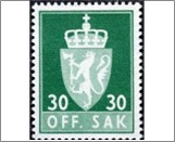 Used Stamp Norway 1964 NKT81(SCNO O83) OFF. SAK I 30 Norwegian øre Dark green**STOCK IMAGE**