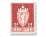 Used Stamp Norway 1955 NKT82(SCNO O71) OFF. SAK I 35 Norwegian øre Brown carmine**STOCK IMAGE**