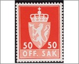 Used Stamp Norway 1962 NKT87(SCNO O85) OFF. SAK I 50 Norwegian øre Bright red**STOCK IMAGE**