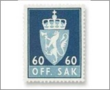 Used Stamp Norway 1955 NKT88(SCNO O75) OFF. SAK I 60 Norwegian øre Dark green blue**STOCK IMAGE**