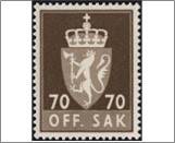 Used Stamp Norway 1956 NKT91(SCNO O76) OFF. SAK I 70 Norwegian øre Dark grey brown**STOCK IMAGE**