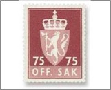 Used Stamp Norway 1957 NKT92(SCNO O77) OFF. SAK I 75 Norwegian øre Carmine brown**STOCK IMAGE**