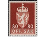 Used Stamp Norway 1958 NKT93(SCNO O78) OFF. SAK I 80 Norwegian øre Brown**STOCK IMAGE**