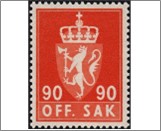 Used Stamp Norway 1958 NKT94(SCNO O79) OFF. SAK I 90 Norwegian øre Orange red**STOCK IMAGE**