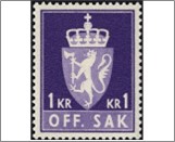 Used Stamp Norway 1957 NKT95(SCNO O80) OFF. SAK I 1 kr - Norwegian krone Blue violet**STOCK IMAGE**