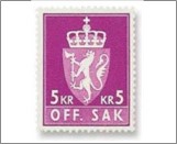 Used Stamp Norway 1961 NKT97(SCNO O82) OFF. SAK I 5 kr - Norwegian krone Violet**STOCK IMAGE**