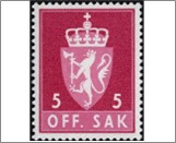 Used Stamp Norway 1969 NKT98 OFF. SAK I Fosforescent 5 Norwegian øre Red lilac**STOCK IMAGE**