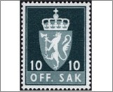 Used Stamp Norway 1972 NKT99 OFF. SAK I Fosforescent 10 Norwegian øre Dark green blue**STOCK IMAGE**