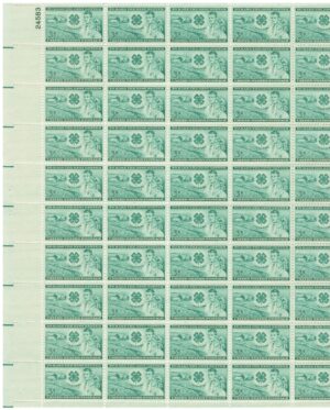 Mint Sheet USA 1952 SC1005SH Farm, Club Emblem, Boy and Girl Blue green 3 Cent 1952 Full Sheet**STOCK IMAGE**