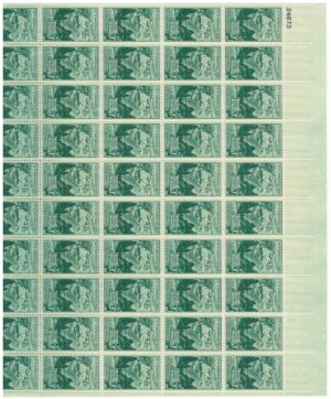 Mint Sheet USA 1952 SC1011SH Sculptured Heads on Mt. Rushmore Blue green 3 Cent 1952 Full Sheet**STOCK IMAGE**
