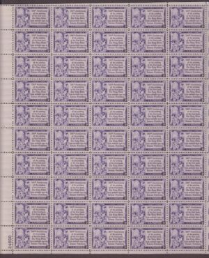 Mint Sheet USA 1952 SC1014SH Gutenberg Showing Proof to the Elector of Mainz Violet 3 Cent 1952 Full Sheet**STOCK IMAGE**