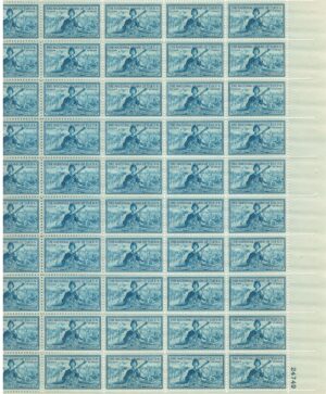 Mint Sheet USA 1953 SC1017SH National Guardsman, Amphibious Landing and Disaster Service Bright blue 3 Cent 1953 Full Sheet**STOCK IMAGE**